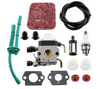 MCHNIC Carburateur avec filtre à air Tuyau d'essence pour Stihl FS 38 45 55 75 80 85, FS55 FS55R FS55RC FS38 FS45 FS75 FS80 FS85 HS75 HL45 KM55 Tondeuse à gazon remplace 4140 120 0614, 414, 414 0 1200