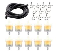 MCHNIC Lot de 10 filtres à essence avec tuyau de carburant 6 mm + colliers de serrage universels pour moto, dirtbike, ATV, cyclomoteur, scooter, pocketbike et tondeuse à gazon