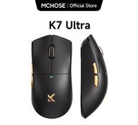 MCHOSE K7 Souris de jeu sans fil ultra sans fil avec station de charge magnétique, capteur optique PAW3950, double interrogation 8K, 42 K DPI, 59 g, 5 boutons programmables, batterie de 130 heures (or
