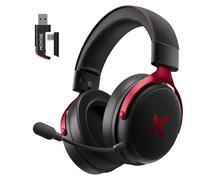MCHOSE V9 Pro Casque de jeu sans fil avec microphone antibruit pour PC PS4 PS5 Switch Mac 2,4 GHz BT 3.0 Son surround stéréo 7.1 Batterie 210 heures Noir et rouge