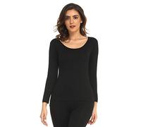 Mcilia Haut/Maillot de Corps à Manches Longues et col Rond Thermique Ultra-Mince en Modal pour Femmes Noir Large (EU 44 46)