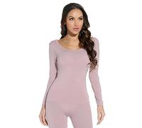 Mcilia Haut/Maillot de Corps à Manches Longues et col Rond Thermique Ultra-Mince en Modal pour Femmes Peau Rose X-Large (EU 48 50)