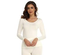 Mcilia Haut/Maillot de Corps à Manches Longues et col Rond Thermique Ultra-Mince en Modal pour Femmes Blanc Ivoire Large (EU 44 46)