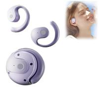 Mciluyaiio Petit Casque Bluetooth en Noix de Coco, Petite Boule de Noix de Coco, écouteurs sans Fil stéréo 3D à Oreille Ouverte, écouteurs Bluetooth dans l'oreille, Micro antibruit (Violet)