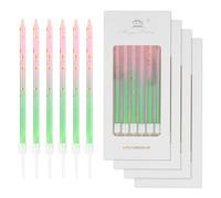 mciskin 24 bougies d'anniversaire roses et verts, décorations d'anniversaire vert sauge, bougie de fête rose, toppers de gâteau longs à pois dorés pour garçons, filles, hommes, femmes, décorations de