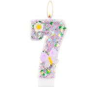 mciskin Bougie papillon pour 7e anniversaire - Numéro 7 violet - Décoration de gâteau - Décoration de fête d'anniversaire pour filles et garçons