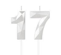 mciskin Bougies blanches 17ème anniversaire, bougie 3D numéro 17 pour gâteau, garçon fille 17ème décorations, blanches bougie Topper blanc gâteau décorations pour fête d'anniversaire anniversaire