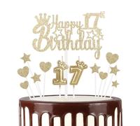 mciskin Bougies d'anniversaire 17 ans - Numéro de couronne - Pour gâteau de fille - Pour 17e anniversaire de fille - Pour femme - Pour fête d'anniversaire, anniversaire de mariage - Doré champagne