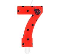 mciskin Bougies d'anniversaire coccinelle à sept points, décorations de 7e anniversaire pour filles, bougie chiffre 7 rouge pour gâteau, bougies coccinelle rouge dessus de gâteau pour fête