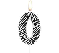 mciskin Bougies d'anniversaire de Zebra 0, bougies numéro 0 de Zebra,décorations d'anniversaire de filles garçons,décorations de fête à thème animal de la jungle Fournitures pour l'anniversaire