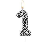 mciskin Bougies d'anniversaire de Zebra 1, bougies numéro 1 de Zebra, 1er décorations d'anniversaire de filles garçons,décorations de fête à thème animal de la jungle Fournitures pour l'anniversaire