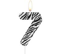 mciskin Bougies d'anniversaire de Zebra 7, bougies numéro 7 de Zebra, 7e décorations d'anniversaire de filles garçons,décorations de fête à thème animal de la jungle Fournitures pour l'anniversaire
