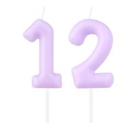 mciskin Bougies d'anniversaire en forme de macaron avec chiffres, violet pastel, 12ème anniversaire, macaron violet, chiffre 12, décoration de gâteau pour filles et garçons, décoration pour le 12ème