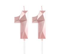mciskin Bougies de 11e anniversaire en or rose pour fille, bougie 3D numéro 11 pour gâteau, décoration de gâteau pour elle, lui, décorations de fête, fournitures de mariage