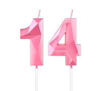 mciskin Bougies de 14e anniversaire en roses pour fille, bougie 3D numéro 14 pour gâteau, décoration de gâteau pour elle, lui, décorations de fête, fournitures de mariage