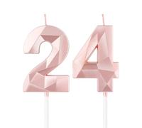 mciskin Bougies de 24e anniversaire en or rose pour fille, bougie 3D numéro 24 pour gâteau, décoration de gâteau pour elle, lui, décorations de fête, fournitures de mariage