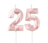 mciskin Bougies de 25e anniversaire en or rose pour fille, bougie 3D numéro 25 pour gâteau, décoration de gâteau pour elle, lui, décorations de fête, fournitures de mariage