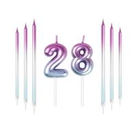 mciskin Bougies de 28th anniversaire bleu violet,Bougie numéro 28 pour gâteau,Décorations de 28th anniversaire de filles garçons,gâteau bleu violet parfaits pour les décorations de mariage et de fête