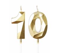 mciskin Bougies dorées 10ème anniversaire, bougie 3D numéro 10 pour gâteau, garçon fille 10ème décorations, dorées bougie Topper Doré gâteau décorations pour fête d'anniversaire anniversaire