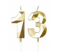 mciskin Bougies dorées 13ème anniversaire, bougie 3D numéro 13 pour gâteau, garçon fille 13ème décorations, dorées bougie Topper Doré gâteau décorations pour fête d'anniversaire anniversaire