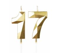 mciskin Bougies dorées 17ème anniversaire, bougie 3D numéro 17 pour gâteau, garçon fille 17ème décorations, dorées bougie Topper Doré gâteau décorations pour fête d'anniversaire anniversaire