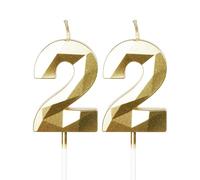 mciskin Bougies dorées 22ème anniversaire, bougie 3D numéro 22 pour gâteau, garçon fille 22ème décorations, dorées bougie Topper Doré gâteau décorations pour fête d'anniversaire anniversaire
