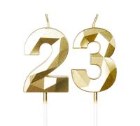 mciskin Bougies dorées 23ème anniversaire, bougie 3D numéro 23 pour gâteau, garçon fille 23ème décorations, dorées bougie Topper Doré gâteau décorations pour fête d'anniversaire anniversaire