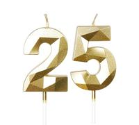 mciskin Bougies dorées 25ème anniversaire, bougie 3D numéro 25 pour gâteau, garçon fille 25ème décorations, dorées bougie Topper Doré gâteau décorations pour fête d'anniversaire anniversaire