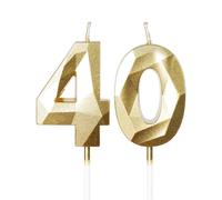 mciskin Bougies dorées 40ème anniversaire, bougie 3D numéro 40 pour gâteau,hommes femmes 40ème décorations, dorées bougie Topper Doré gâteau décorations pour fête d'anniversaire anniversaire