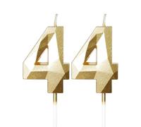 mciskin Bougies dorées 44ème anniversaire, bougie 3D numéro 44 pour gâteau,hommes femmes 44ème décorations, dorées bougie Topper Doré gâteau décorations pour fête d'anniversaire anniversaire