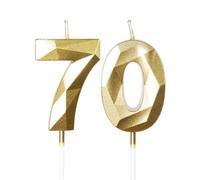 mciskin Bougies dorées 70ème anniversaire, bougie 3D numéro 70 pour gâteau,hommes femmes 70ème décorations, dorées bougie Topper Doré gâteau décorations pour fête d'anniversaire anniversaire