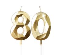 mciskin Bougies dorées 80ème anniversaire, bougie 3D numéro 80 pour gâteau,hommes femmes 80ème décorations, dorées bougie Topper Doré gâteau décorations pour fête d'anniversaire anniversaire
