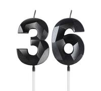mciskin Bougies noires pour 36e anniversaire, décorations de fête d'anniversaire pour homme et femme, bougie 3D en forme de chiffre 36 pour gâteau, noires décoration de gâteau pour fête d'anniversaire