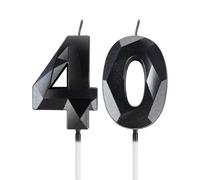 mciskin Bougies noires pour 40e anniversaire, décorations de fête d'anniversaire pour homme et femme, bougie 3D en forme de chiffre 40 pour gâteau, noires décoration de gâteau pour fête d'anniversaire