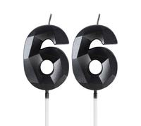 mciskin Bougies noires pour 66e anniversaire, décorations de fête d'anniversaire pour homme et femme, bougie 3D en forme de chiffre 66 pour gâteau, noires décoration de gâteau pour fête d'anniversaire