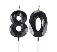 mciskin Bougies noires pour 80e anniversaire, décorations de fête d'anniversaire pour homme et femme, bougie 3D en forme de chiffre 80 pour gâteau, noires décoration de gâteau pour fête d'anniversaire