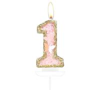mciskin Bougies papillon numéro 1 de joyeux premier anniversaire, bougies en or rose pour gâteaux, décoration de gâteau de premier anniversaire pour filles, décoration de gâteau
