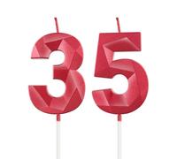 mciskin Bougies rouges pour 35e anniversaire, décorations de fête d'anniversaire pour homme et femme, bougie 3D en forme de chiffre 35 pour gâteau, rouges décoration de gâteau pour fête d'anniversaire