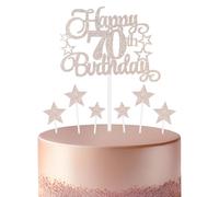 mciskin Décorations de cupcakes personnalisées pour 70e anniversaire pour femme, or rose pailleté pour filles, garçons, femmes, hommes