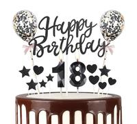 mciskin Décorations de gâteau noires pour 18e anniversaire de fille et garçon, bougie 3D en forme de chiffre 18 pour fille et garçon, décoration de gâteau d'anniversaire pour fille et garçon
