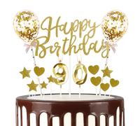 mciskin Décorations dorées pour 90e anniversaire, bougies dorées en forme de chiffre 90, décorations de gâteau et ballons pour filles, femmes, garçons et hommes
