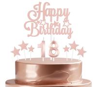mciskin Ensemble de bougies d'anniversaire en forme de chiffre 18 pour fille et femme, or rose avec étoile pour décoration de fête d'anniversaire de fille et femme, anniversaire de mariage