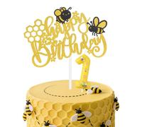 mciskin Honeybee Ensemble de bougies pour 1er anniversaire, bougie jaune numéro 1 pour gâteau, décorations de 1er anniversaire pour filles et garçons, jolies bougies abeilles pour garçons et filles