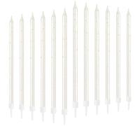 mciskin Lot de 12 bougies d'anniversaire blanches dorées pour gâteau, décorations de gâteaux pour fête d'anniversaire, longues bougies dorées brillantes, bougies de fête, fêtes prénatales