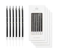 mciskin Lot de 24 bougies d'anniversaire colorées pour gâteau, bougies de fête « Happy Birthday », décorations de gâteau noires et dorées, bougies longues et fines, bougies pour cupcakes pour hommes
