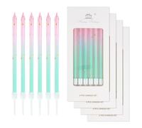 mciskin Lot de 24 bougies d'anniversaire vertes et roses, bougies de fête, décorations de gâteau à pois dorés, décorations de gâteau longues vertes et roses pour filles, garçons, hommes, femmes