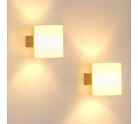 Mckalen 2 Pièces Applique Murale Intérieure E27 Bois Lampe Murale en Verre