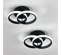 Mckalen 2 Pièces Plafonnier LED en Acrylique, Blanc Froid 6500K, 25CM Noir