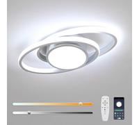 Mckalen 39W 4387LM Plafonnier LED Dimmable 3000K-6500K Rond Argenté 38.5CM