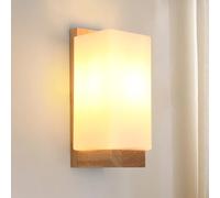 Mckalen Applique Murale Intérieure Bois E27, Moderne Lampe Murale avec Abat-jour en Verre, Luminaire Murale Chambre Décoration Intérieure pour Cuisine, Salon, Couloir